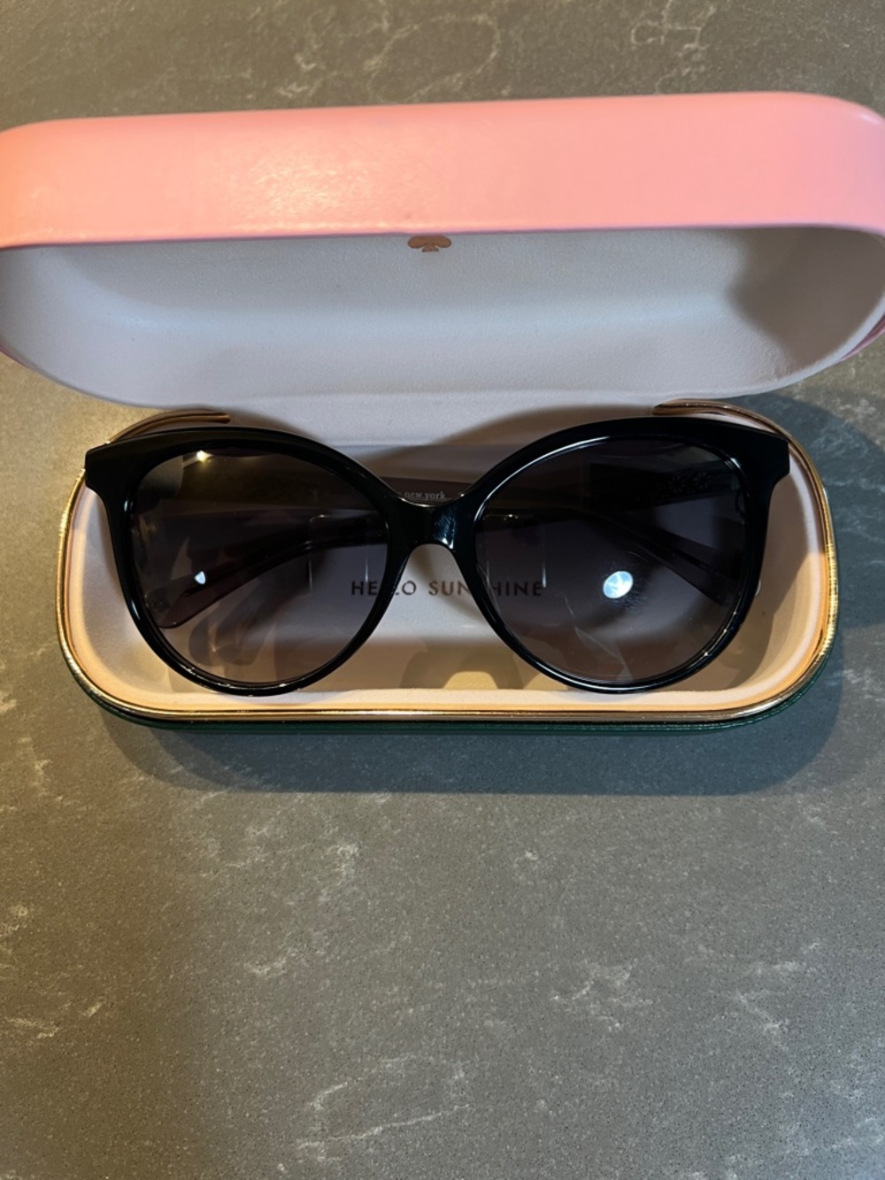 Kate Spade Kingsley Black Cat-Eye Sunglasses with Pink Case and Cloth - Picture 2 of 8